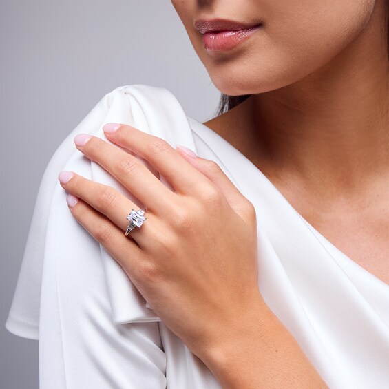 3-1/2 CT. T.w. Radiant-Cut Certified Lab-Grown Diamond Triple Collar Engagement Ring in 14K White Gold (F/Vs2)