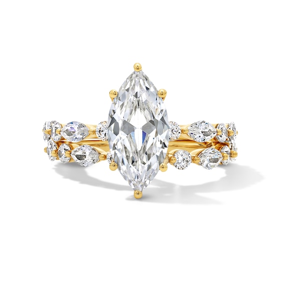 4 CT. T.w. Marquise-Cut Certified Lab-Grown Diamond Alternating Shank Bridal Set in 14K Gold (F/Vs2)