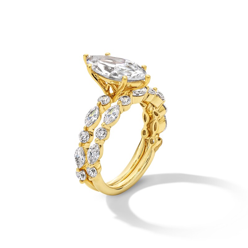 Main Image 3 of 4 CT. T.W. Marquise-Cut Certified Lab-Grown Diamond Alternating Shank Bridal Set in 14K Gold (F/VS2)