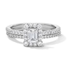 Thumbnail Image 1 of 1 CT. T.W. Emerald-Cut Certified Lab-Grown Diamond Frame Bridal Set in 14K White Gold (F/VS2)