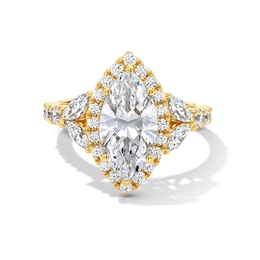 3 CT. T.W. Marquise-Cut Certified Lab-Grown Diamond Frame Leaf-Sides Engagement Ring in 14K Gold (F/VS2)
