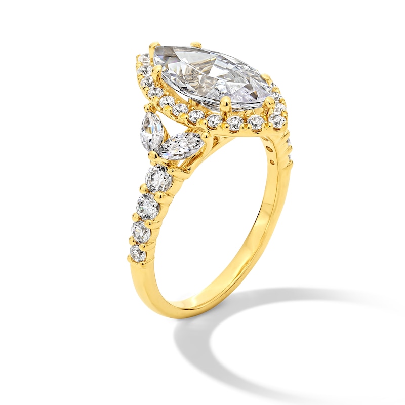Main Image 3 of 3 CT. T.W. Marquise-Cut Certified Lab-Grown Diamond Frame Leaf-Sides Engagement Ring in 14K Gold (F/VS2)