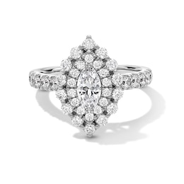 1-1/2 CT. T.W. Marquise-Cut Diamond Double Scallop Frame Engagement Ring in 14K White Gold