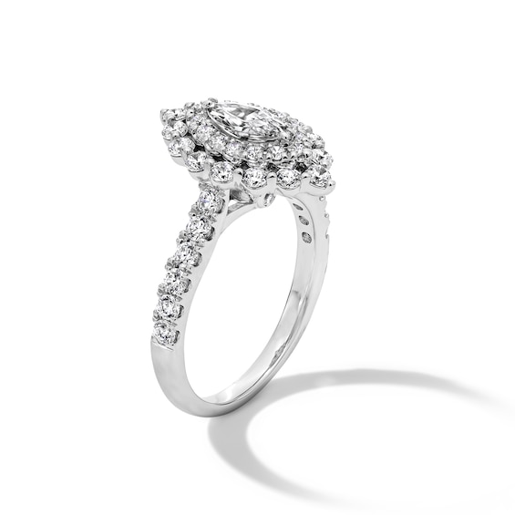 1-1/2 CT. T.w. Marquise-Cut Diamond Double Scallop Frame Engagement Ring in 14K White Gold