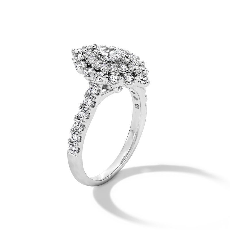 Main Image 3 of 1-1/2 CT. T.W. Marquise-Cut Diamond Double Scallop Frame Engagement Ring in 14K White Gold