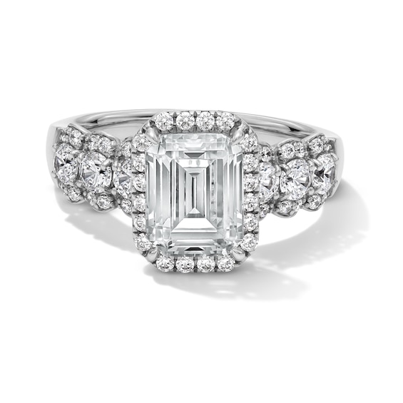 4 CT. T.w. Emerald-Cut Certified Lab-Grown Diamond Frame Engagement Ring in 14K White Gold (F/Vs2)