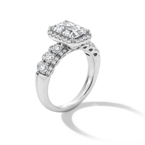 4 CT. T.w. Emerald-Cut Certified Lab-Grown Diamond Frame Engagement Ring in 14K White Gold (F/Vs2)