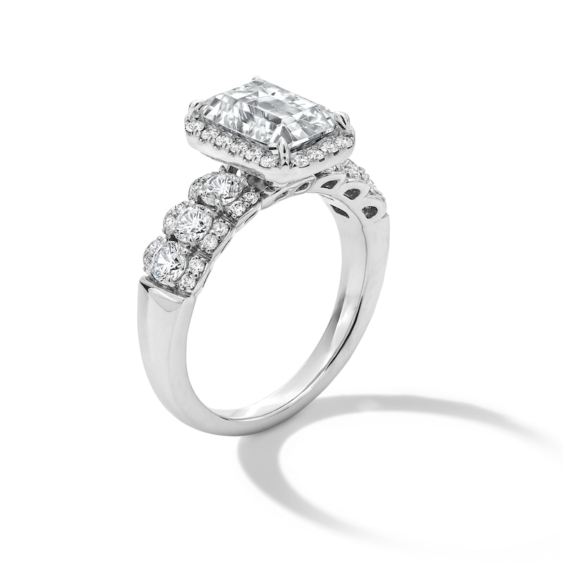 Main Image 3 of 4 CT. T.W. Emerald-Cut Certified Lab-Grown Diamond Frame Engagement Ring in 14K White Gold (F/VS2)