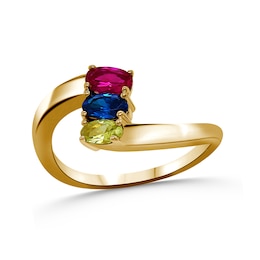 Family Oval Natural Gem Birthstone Stacked Ring (1-3 Stones)
