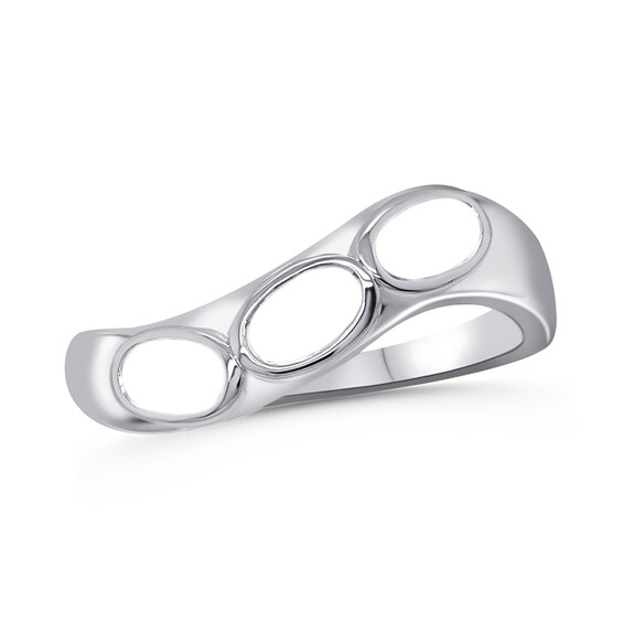 Family Oval Bezel-Set Natural Gem Birthstone Contour Ring (1-3 Stones)