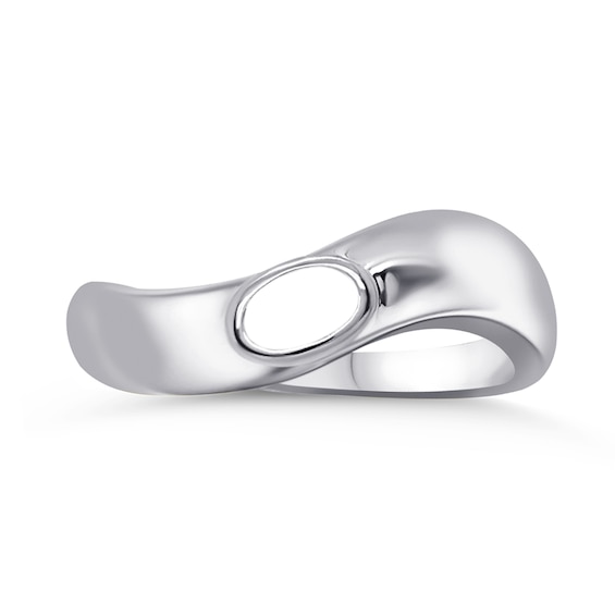 Family Oval Bezel-Set Natural Gem Birthstone Contour Ring (1-3 Stones)