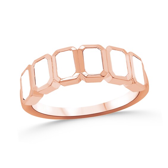 Family Emerald-Cut Bezel-Set Natural Gem Birthstone Ring (3-7 Stones)