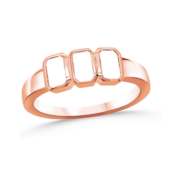 Family Emerald-Cut Bezel-Set Natural Gem Birthstone Ring (3-7 Stones)