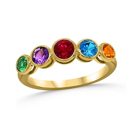 Family Bezel-Set Natural Gem Birthstone Ring (1-5 Stones)