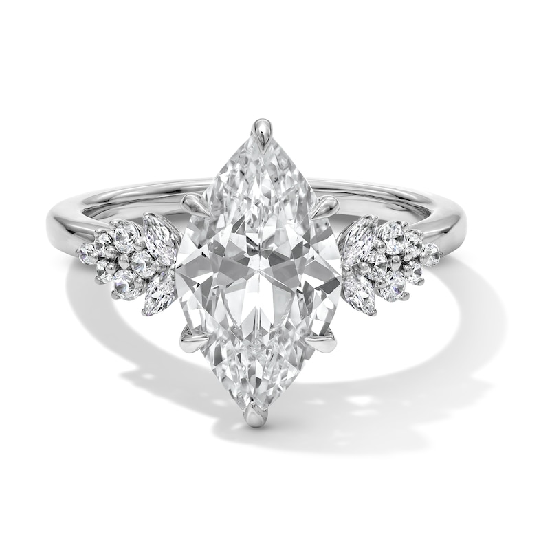 Main Image 1 of 3-1/3 CT. T.W. Marquise-Cut Certified Lab-Grown Diamond Leaf-Sides Engagement Ring in 14K White Gold (F/VS2)