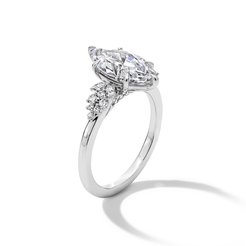 Main Image 3 of 3-1/3 CT. T.W. Marquise-Cut Certified Lab-Grown Diamond Leaf-Sides Engagement Ring in 14K White Gold (F/VS2)