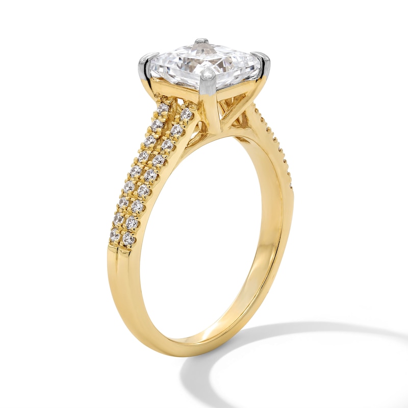 Main Image 2 of 2-1/4 CT. T.W. Princess-Cut Certified Lab-Grown Diamond Split Shank Engagement Ring in 14K Gold (F/VS2)