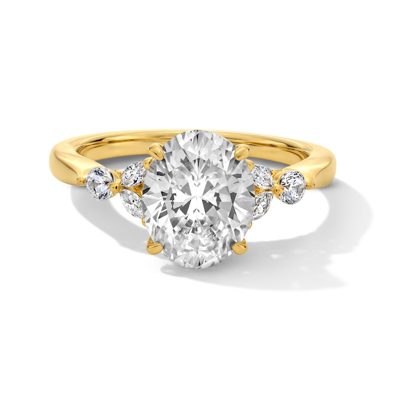 Main Image 1 of 2-1/2 CT. T.W. Oval Certified Lab-Grown Diamond Tri-Sides Engagement Ring in 14K Gold (F/VS2)