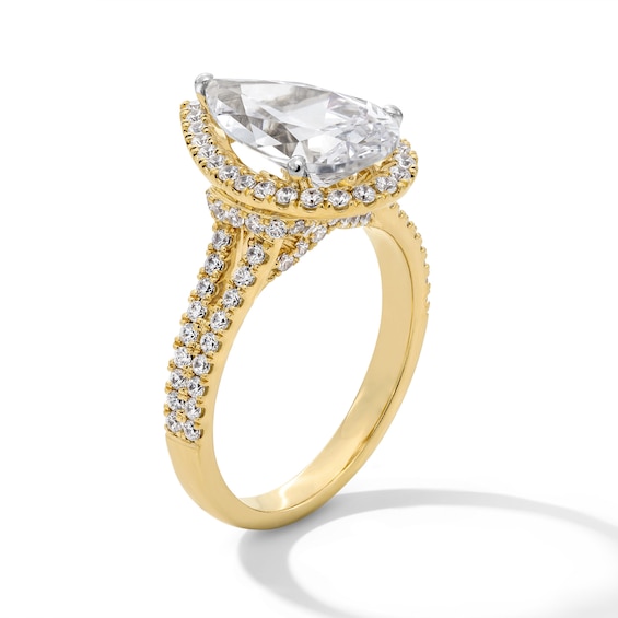 3-5/8 CT. T.w. Pear-Shaped Certified Lab-Grown Diamond Frame Split Shank Engagement Ring in 14K Gold (F/Vs2)
