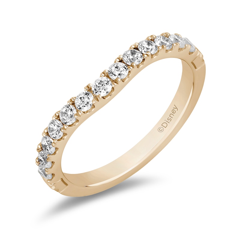 Main Image 1 of Enchanted Disney Majestic Princess 1/2 CT. T.W. Diamond Contour Wedding Bang in 14K Gold