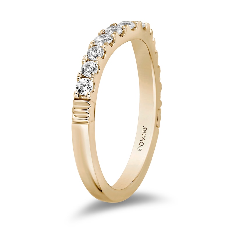 Main Image 2 of Enchanted Disney Majestic Princess 1/2 CT. T.W. Diamond Contour Wedding Bang in 14K Gold