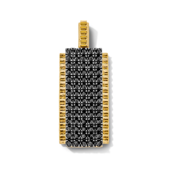 1-1/2 CT. T.w. Black Diamond Textured Rectangle Necklace Charm in 10K Gold