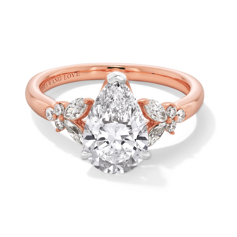 Main Image 1 of Vera Wang Love Collection 2-3/8 CT. T.W. Pear Certified Lab-Grown Diamond Ring in 14K Rose Gold (F/VS2)