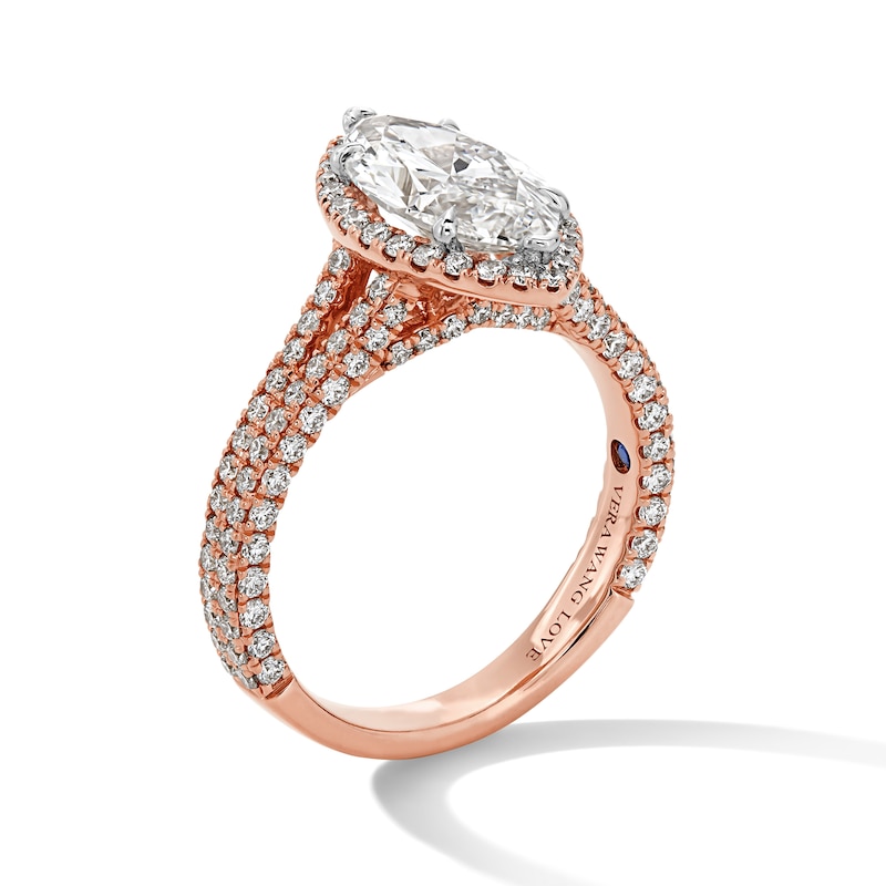 Main Image 2 of Vera Wang Love Collection 3 CT. T.W. Marquise-Cut Certified Lab-Grown Diamond Engagement Ring in 14K Rose Gold (F/VS2)