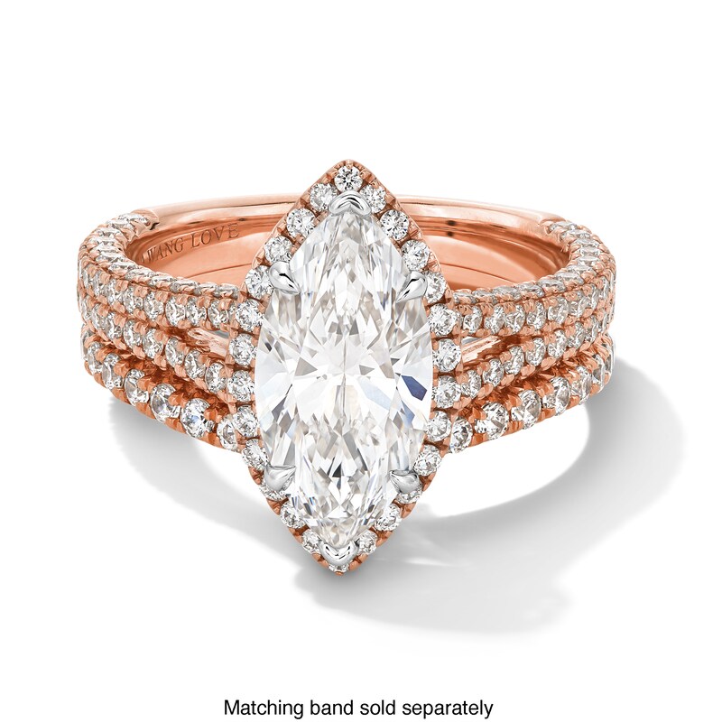 Main Image 4 of Vera Wang Love Collection 3 CT. T.W. Marquise-Cut Certified Lab-Grown Diamond Engagement Ring in 14K Rose Gold (F/VS2)
