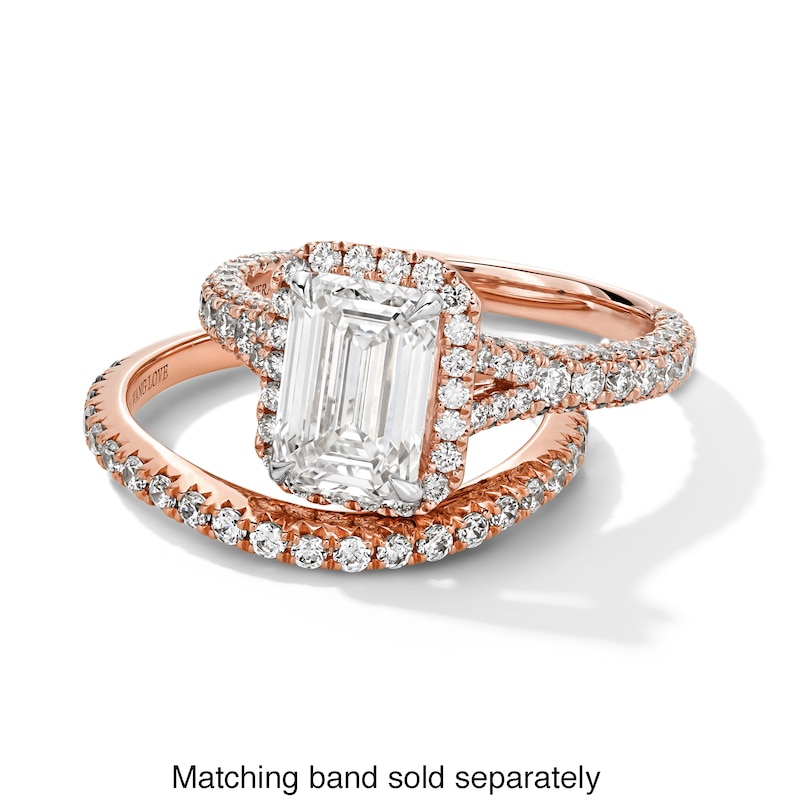 Main Image 3 of Vera Wang Love Collection 3 CT. T.W. Emerald-Cut Certified Lab-Grown Diamond Engagement Ring in 14K Rose Gold (F/VS2)