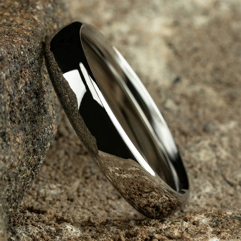 Main Image 4 of 4.5mm Comfort-Fit Euro Engravable Wedding Band in 10K White Gold (1-2 Lines)