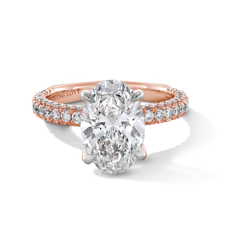 Main Image 1 of Vera Wang Love Collection 3-7/8 CT. T.W. Oval Certified Lab-Grown Diamond Engagement Ring in 14K Rose Gold (F/VS2)