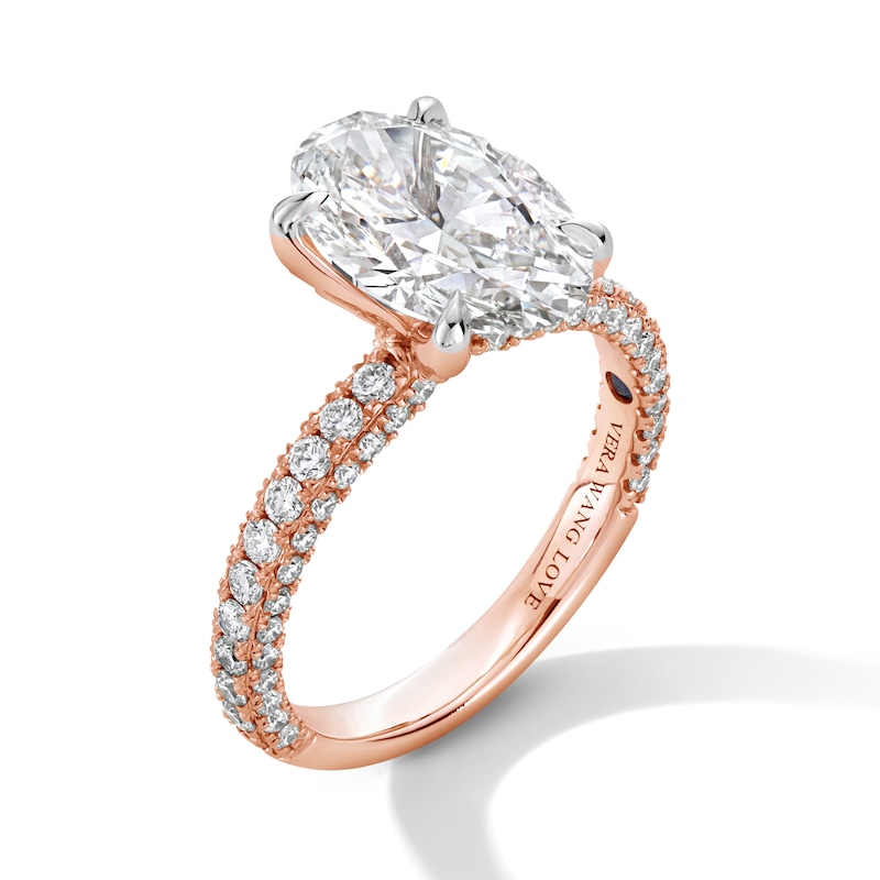 Main Image 2 of Vera Wang Love Collection 3-7/8 CT. T.W. Oval Certified Lab-Grown Diamond Engagement Ring in 14K Rose Gold (F/VS2)