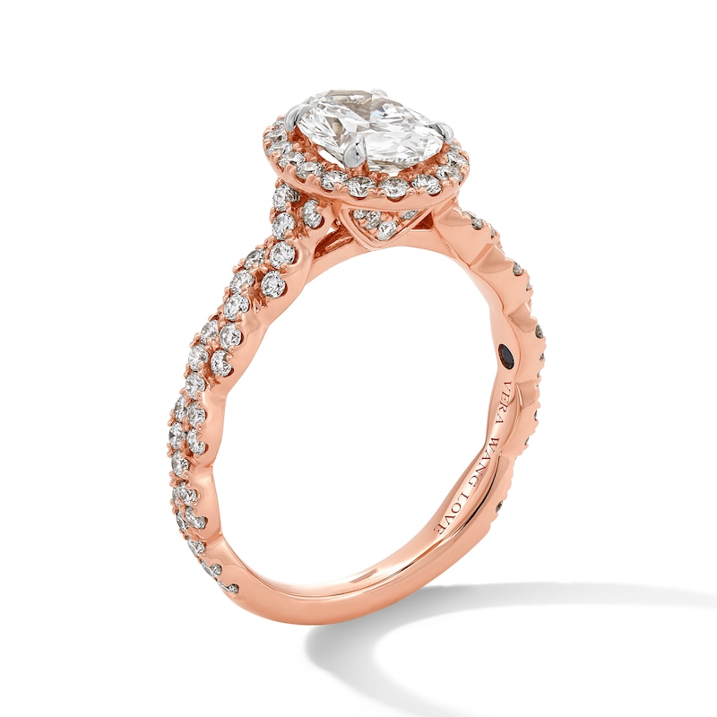 Main Image 2 of Vera Wang Love Collection 1-5/8 CT. T.W. Oval Certified Lab-Grown Diamond Engagement Ring in 14K Rose Gold (F/VS2)