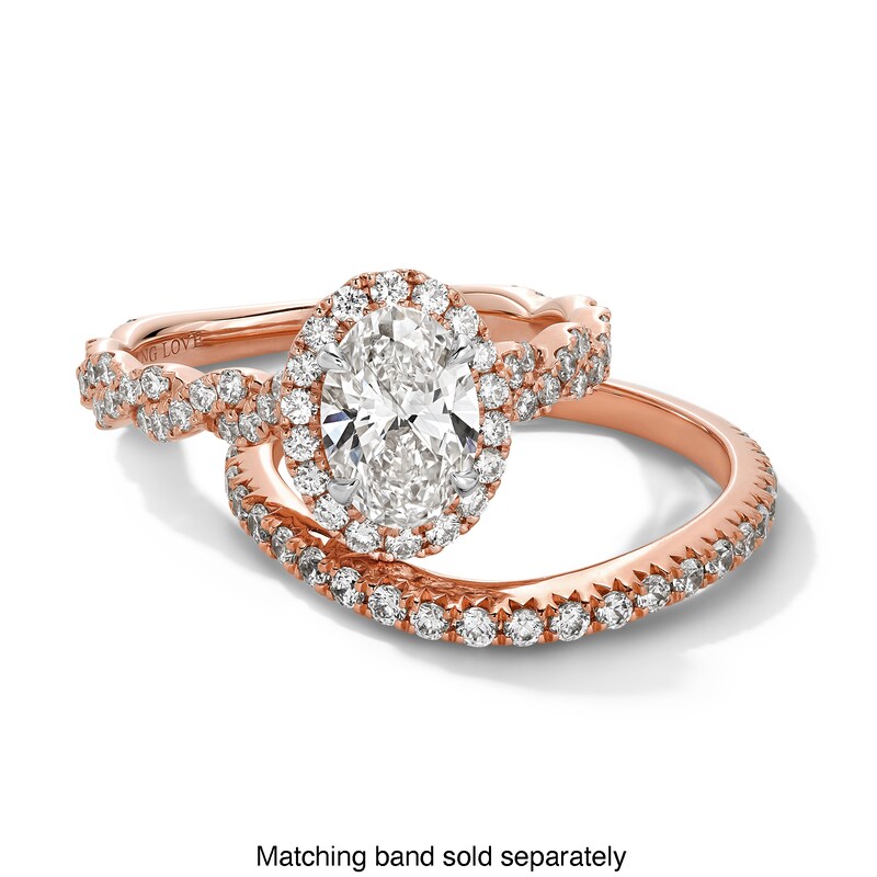Main Image 3 of Vera Wang Love Collection 1-5/8 CT. T.W. Oval Certified Lab-Grown Diamond Engagement Ring in 14K Rose Gold (F/VS2)