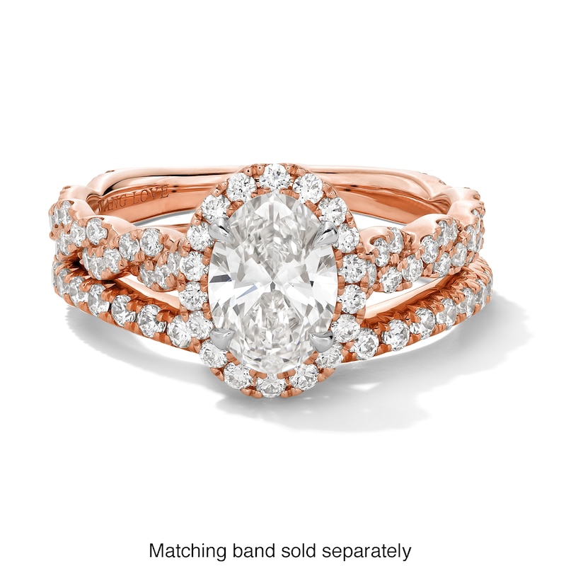 Main Image 4 of Vera Wang Love Collection 1-5/8 CT. T.W. Oval Certified Lab-Grown Diamond Engagement Ring in 14K Rose Gold (F/VS2)