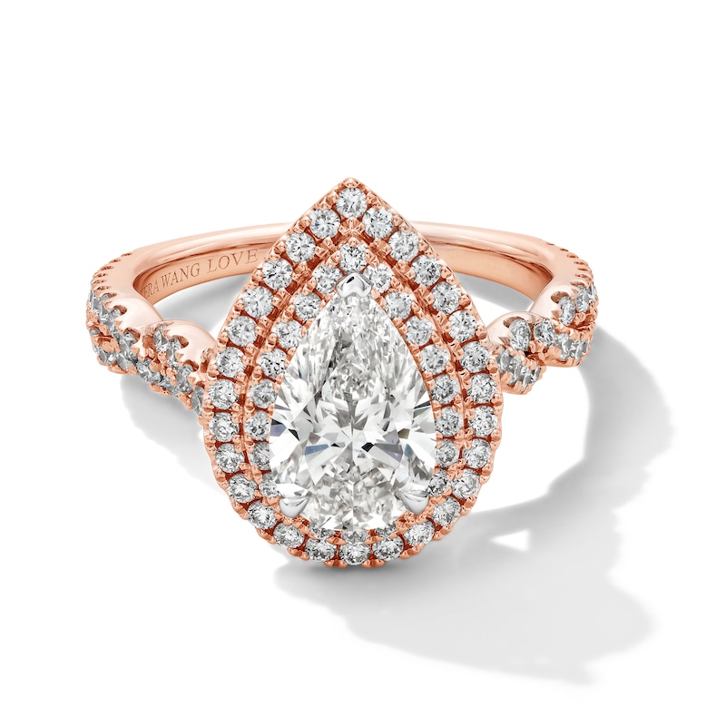 Main Image 1 of Vera Wang Love Collection 2-1/4 CT. T.W. Pear Certified Lab-Grown Diamond Ring in 14K Rose Gold (F/VS2)