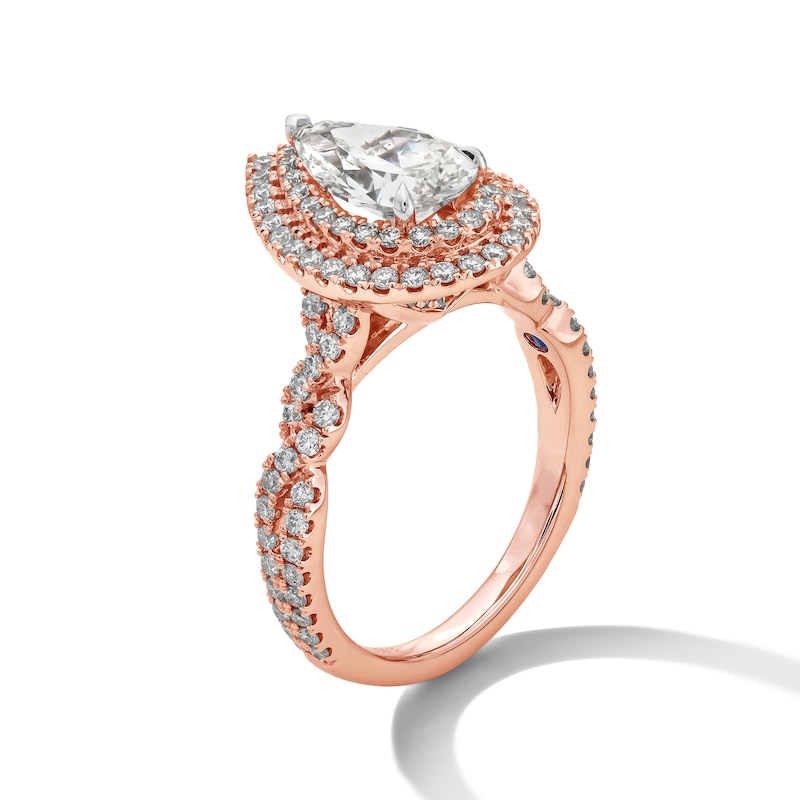 Main Image 2 of Vera Wang Love Collection 2-1/4 CT. T.W. Pear Certified Lab-Grown Diamond Ring in 14K Rose Gold (F/VS2)