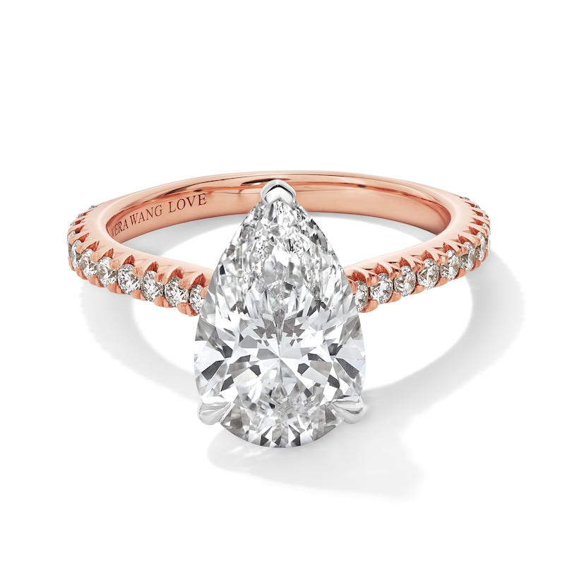 Main Image 1 of Vera Wang Love Collection 3-1/2 CT. T.W. Pear-Shaped Certified Lab-Grown Diamond Ring in 14K Rose Gold (F/VS2)