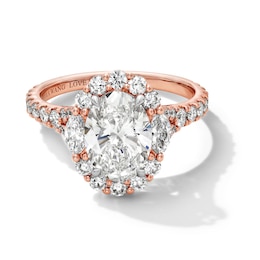 Vera Wang Love Collection 3 CT. T.W. Oval Certified Lab-Grown Diamond Frame Ring in 14K Rose Gold (F/VS2)