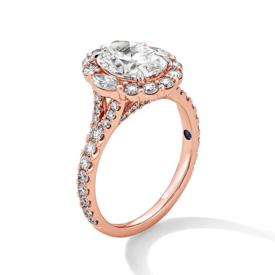 Vera Wang Love Collection 3 CT. T.w. Oval Certified Lab-Grown Diamond Frame Ring in 14K Rose Gold (F/Vs2)