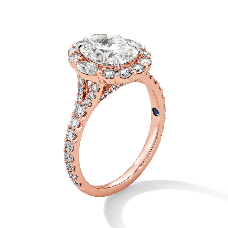 Main Image 2 of Vera Wang Love Collection 3 CT. T.W. Oval Certified Lab-Grown Diamond Frame Ring in 14K Rose Gold (F/VS2)