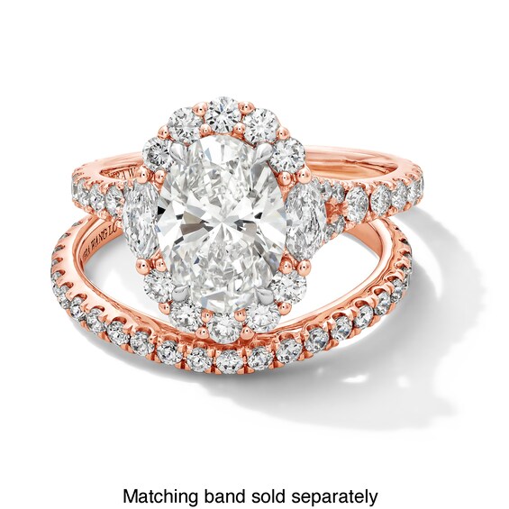 Vera Wang Love Collection 3 CT. T.w. Oval Certified Lab-Grown Diamond Frame Ring in 14K Rose Gold (F/Vs2)