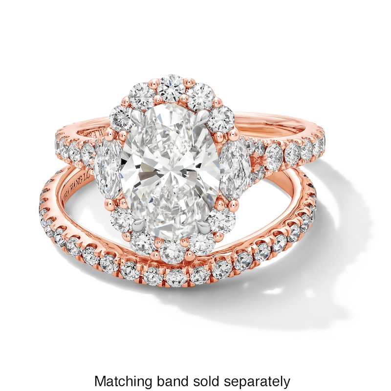 Main Image 3 of Vera Wang Love Collection 3 CT. T.W. Oval Certified Lab-Grown Diamond Frame Ring in 14K Rose Gold (F/VS2)