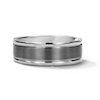 Thumbnail Image 1 of Grooved-Edge Wedding Band in Titanium