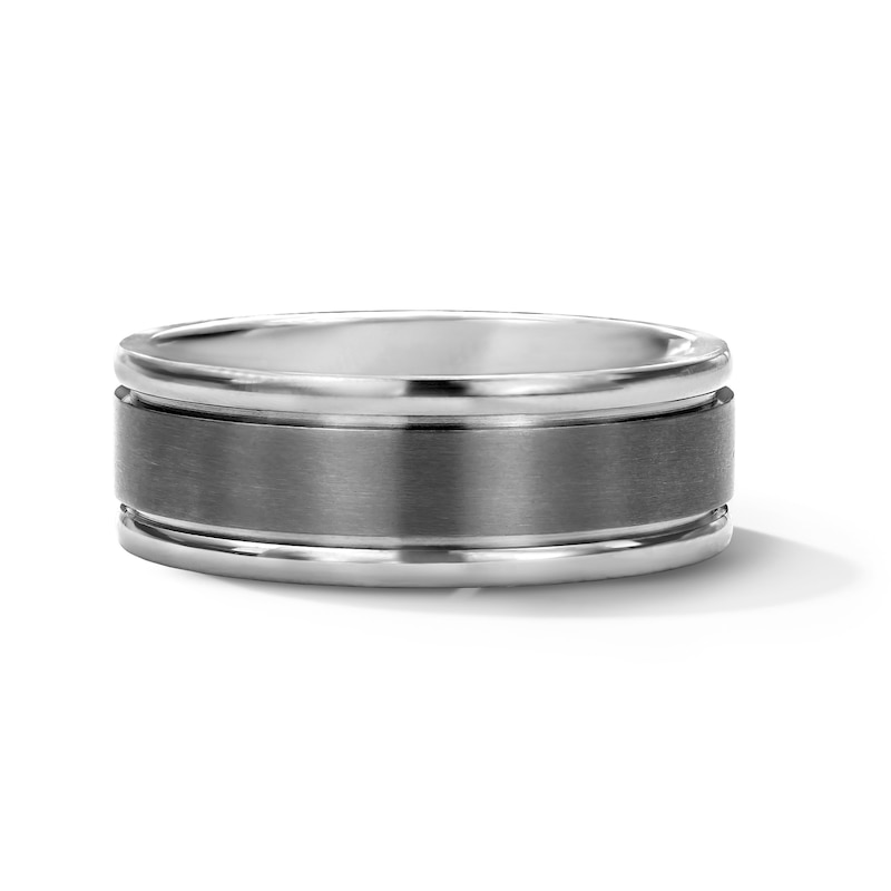 Main Image 1 of Grooved-Edge Wedding Band in Titanium