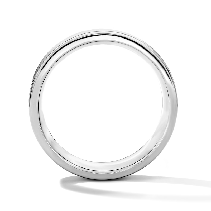 Main Image 2 of Grooved-Edge Wedding Band in Titanium