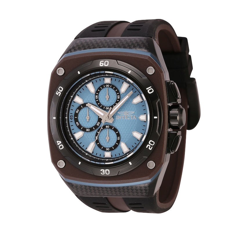 Main Image 1 of Men’s Invicta Speedway Black IP Silicone Strap Chronograph Watch with Patterned Blue Dial (Model: 46106)