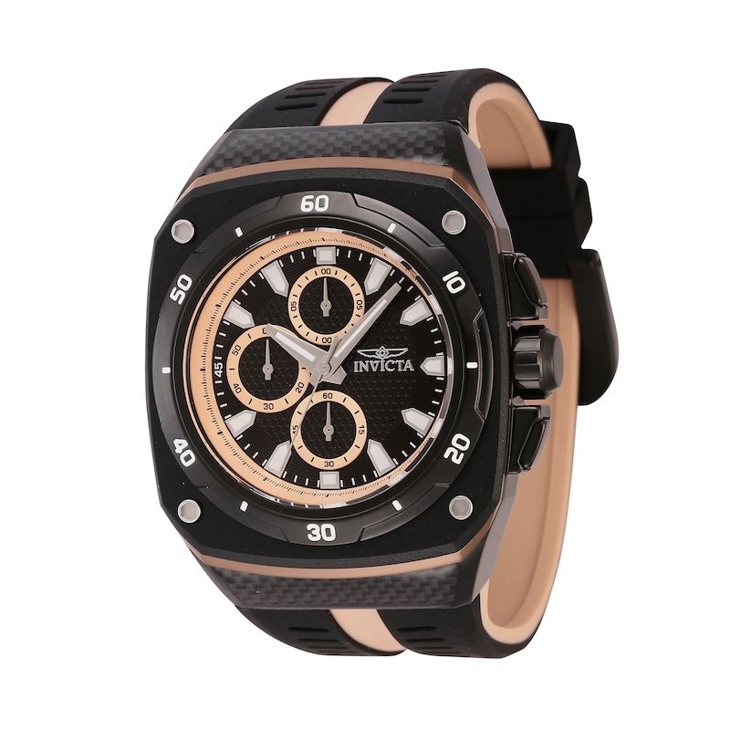 Main Image 1 of Men’s Invicta Speedway Black IP Silicone Strap Chronograph Watch with Patterned Black Dial (Model: 46105)