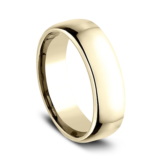 6.5mm Comfort-Fit Euro Engravable Wedding Band in 10K Gold (1-2 Lines